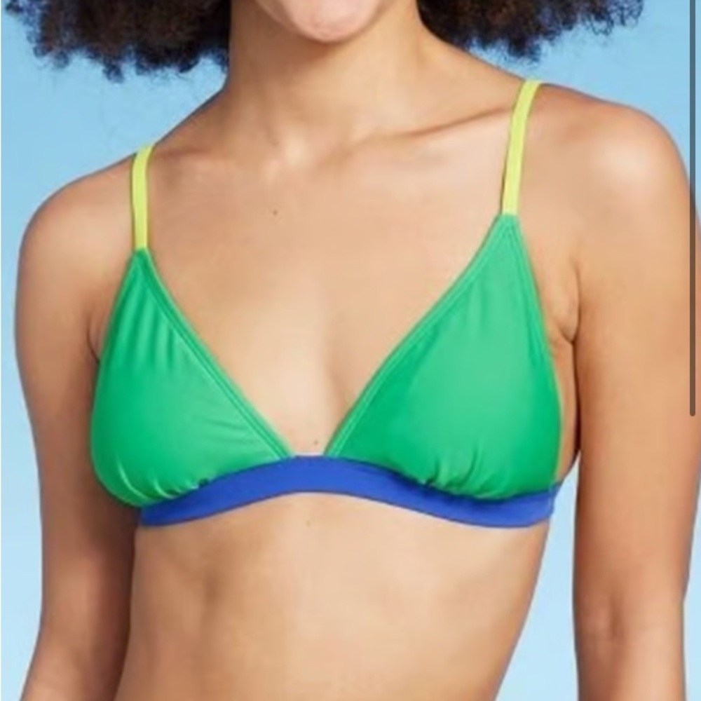 Green and Blue Triangle Bikini Top only!